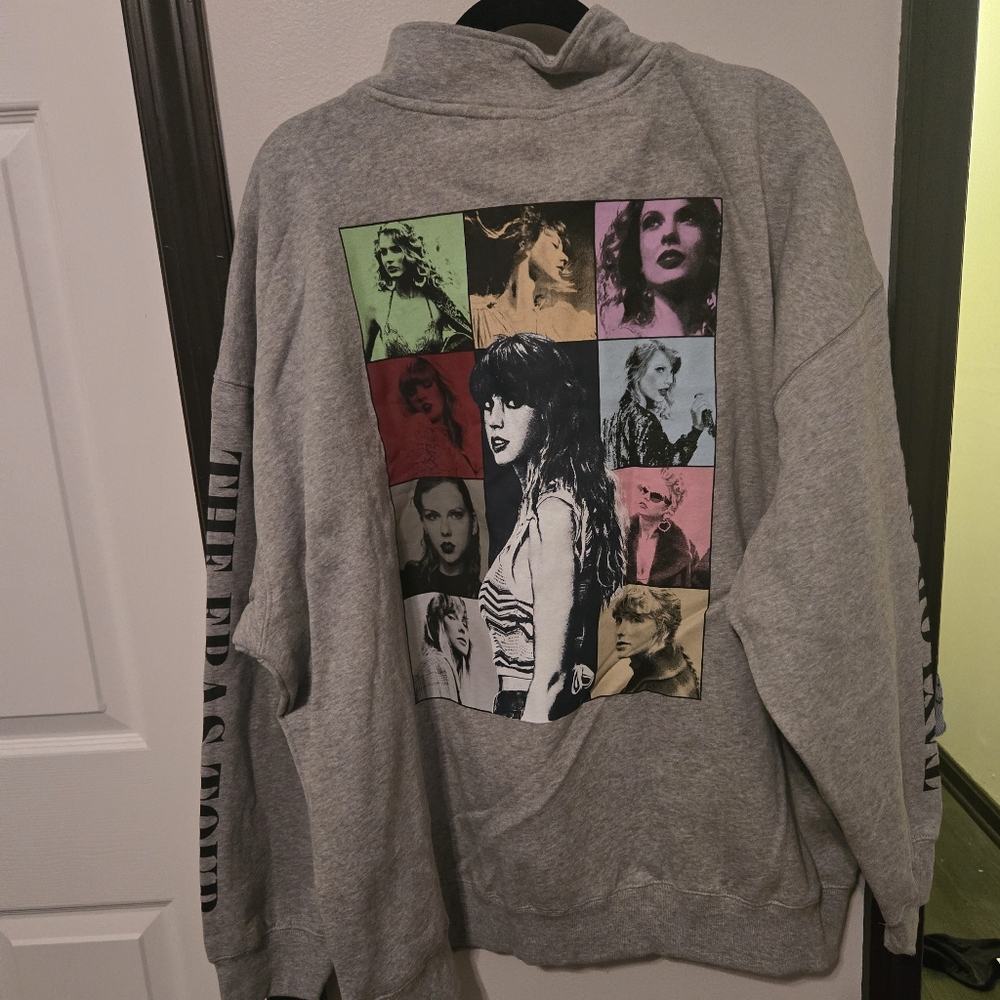 Taylor Swift Eras Tour Quarter Zip Sweatshirt Gray Grey 2xl